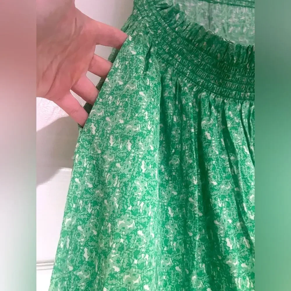 NWOT Rodebjer Hayly Maxi Skirt XS (fits up to Med IMO) green and white